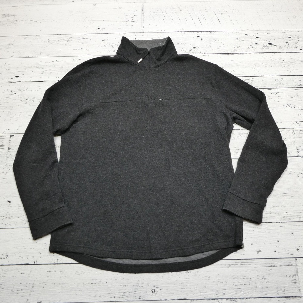 Horny Toad Sweater Mens Large Gray‎ Wool Blend Mock Neck Pullover Zip Pocket